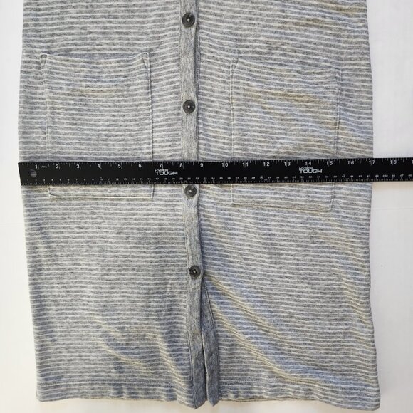 James Perse NWT French Terry Long Striped Cardigan Size 0 (XS) Gray White Button - Picture 8 of 11